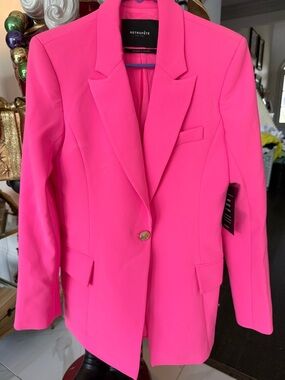 Retrofete Neon Pink Single-Button Tailored Blazer